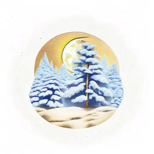 Pine Grove With Moon