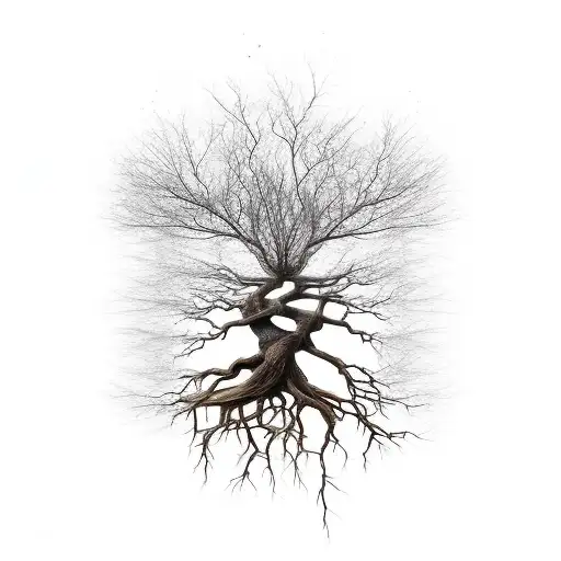 Tree Roots Growing Out Of Building