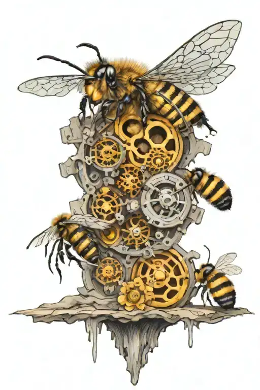 Bee Hive Clockwork Gears Inside