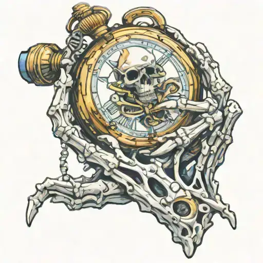 Skeleton Hand Holding Pocket Watch