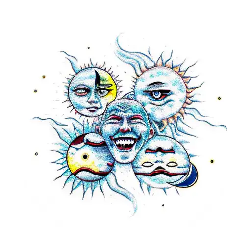 Sun And Moon Acid Trip Crazy Smile