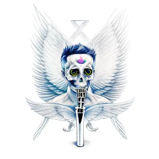 Male Fallen Angel Broken Wings With Scythe