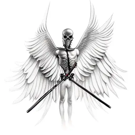 Male Fallen Angel Featherless Wing And Scythe In Hand
