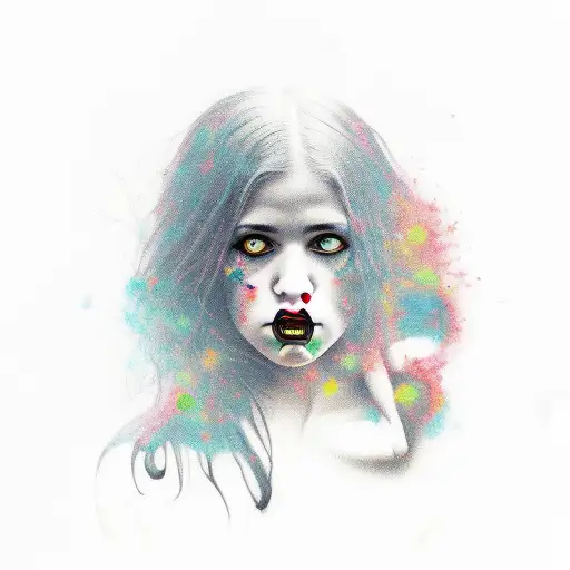 Girl With A Raven Flying Out Of Her Mouth