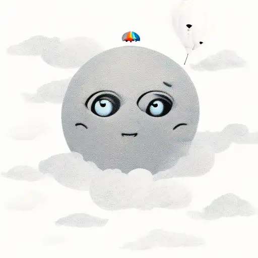 Flying Little Kid With A Cloud Instead Of A Head