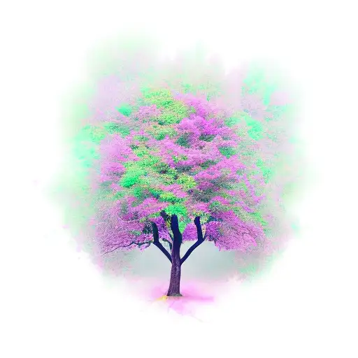 Woman Looks Like A Tree With Purple Leaves