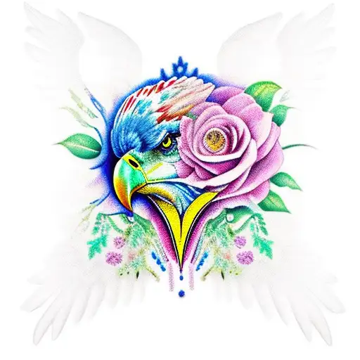 Flowers And Eagle And Bear