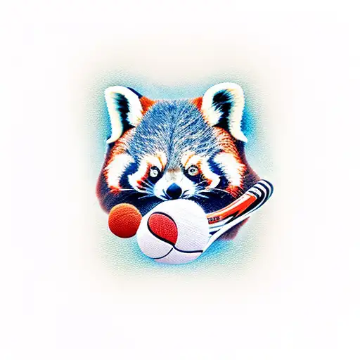 Red Panda Holding A Tennis Racket