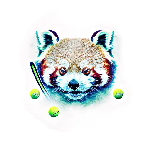 Red Panda Holding A Tennis Racket