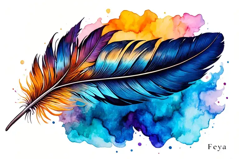 Watercolor Feather With Freya Sigil