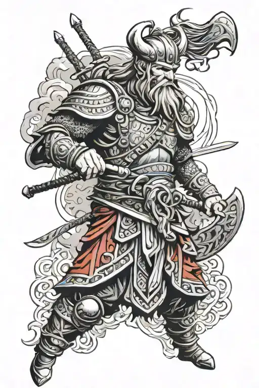 Viking And Samurai Warrior