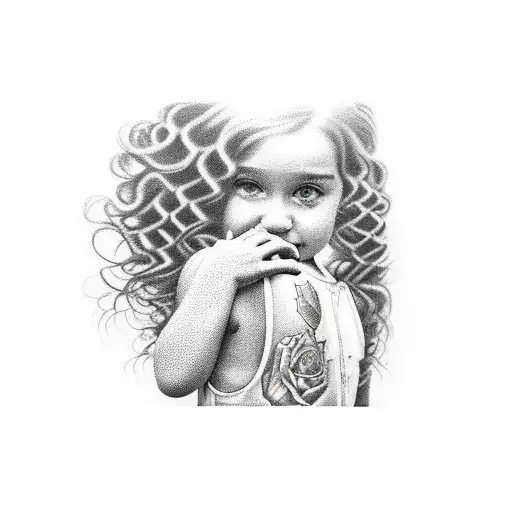 A Little Girl With Curly Long Hair Riding On Back Of Her Dads Harley Motorcycle