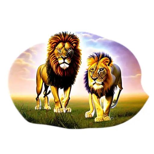 Standing Lion And Lioness