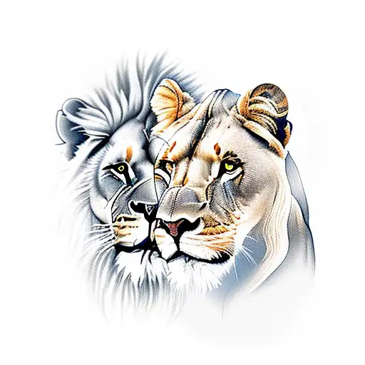 Running Lion And Lioness