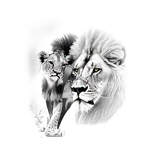 Hunting Lion And Lioness