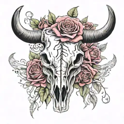 Bull Skull With Roses