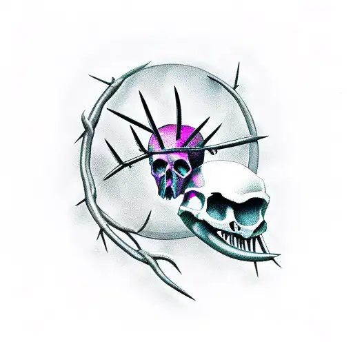 Raven Skull With Nails Like Thorns