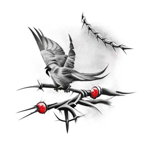 Raven Skelet With Nails Like Thorns