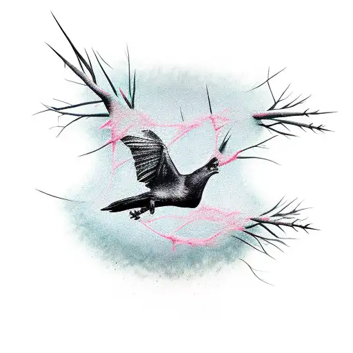 Raven Skelet With Nails Like Thorns