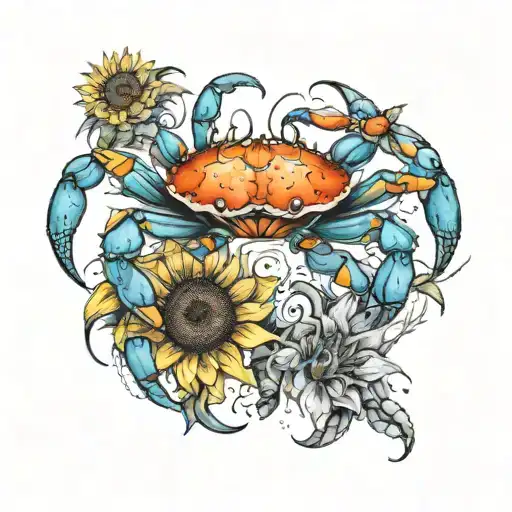 Crab And Sunflower