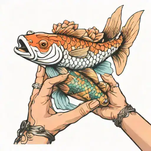 Woman Hand Holding Koi Fish