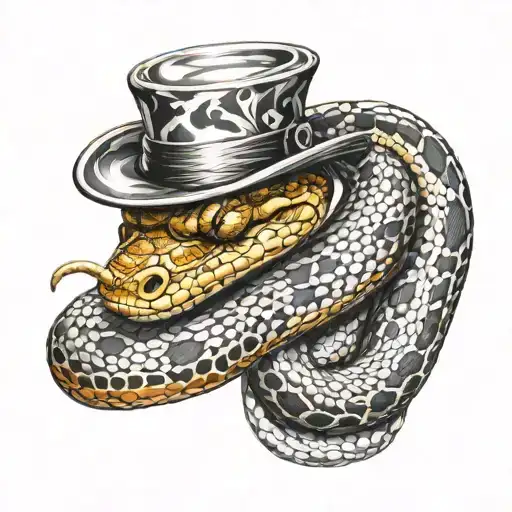 Python Snake With Hat Holding