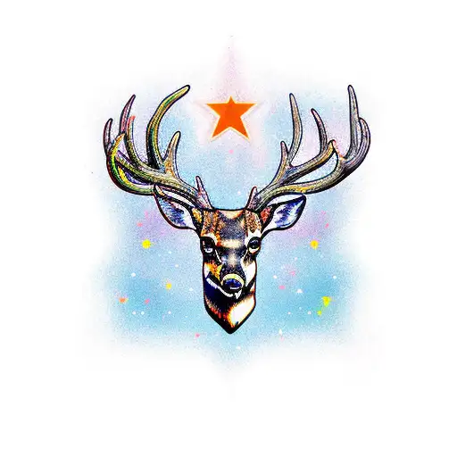 Deer Head With 3 Stars Above It