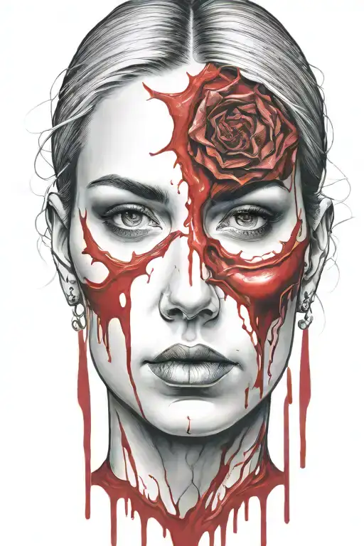Bloody Face Of A Woman