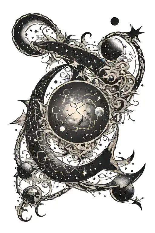 Cancer Constellation And Crescent Moon