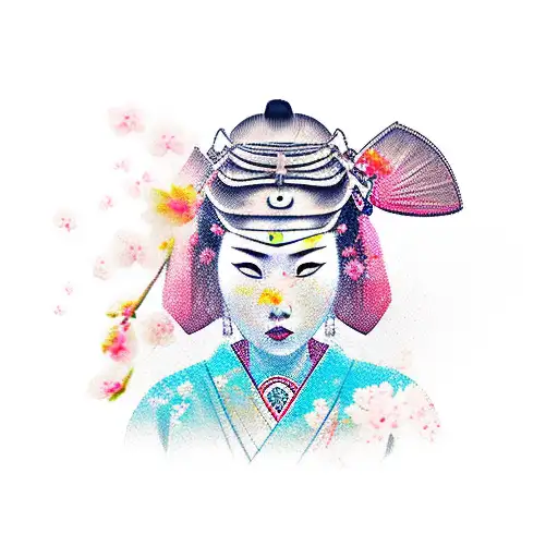 Female Samurai With Cherryblossom