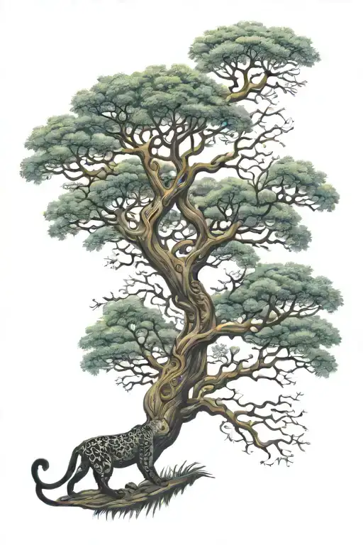 Tree Of Life With Panther Emerging