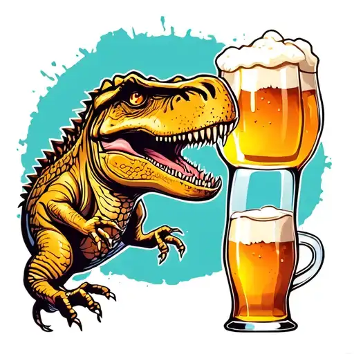 Cartoon Trex With Beer