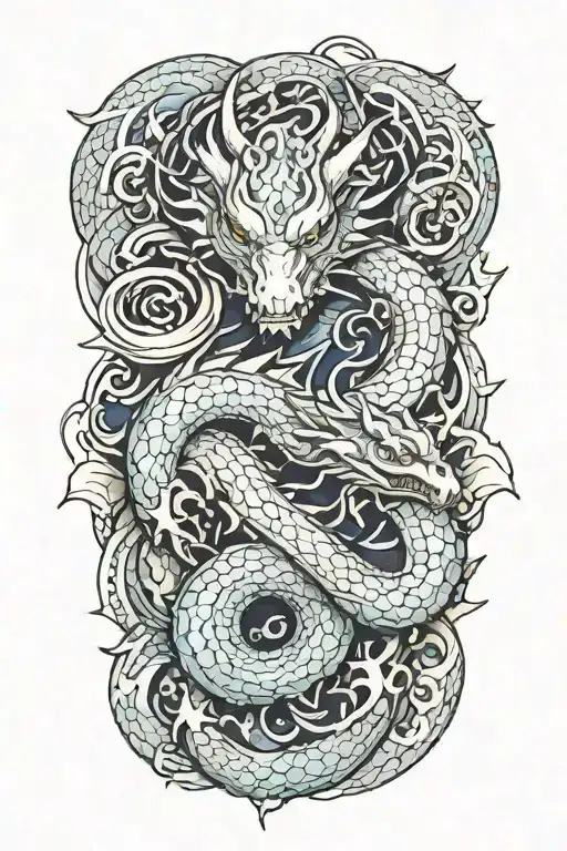 Dragon Wrapped Itself Surrounded By Astral Formations