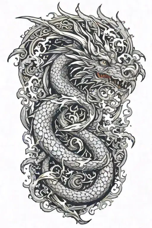 Dragon With Various Bruises And Cuts Breathing Fire Surrounded