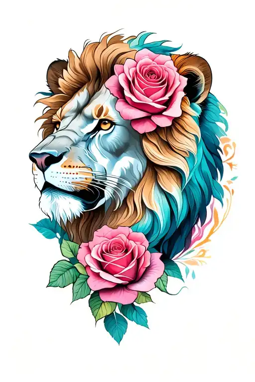 Lion Et Roses Blooming
