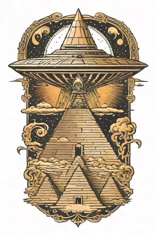 Ufo Abducting Humans Over Pyramids