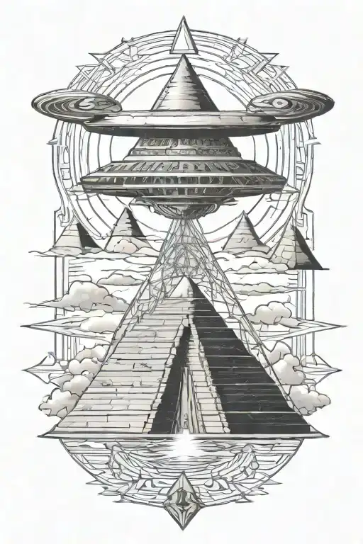 Ufo Abducting Humans Over Pyramids