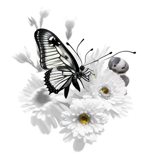 Black And Yellow Butterfly With Flowers With The Name Gregoria Carranza