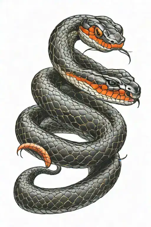 Cadeceus Red Belly Black Snake Coiled