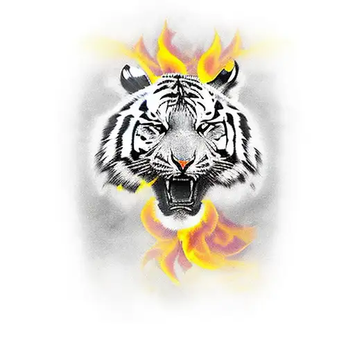 A Majestic Tiger Surrounded By Yellow Fire