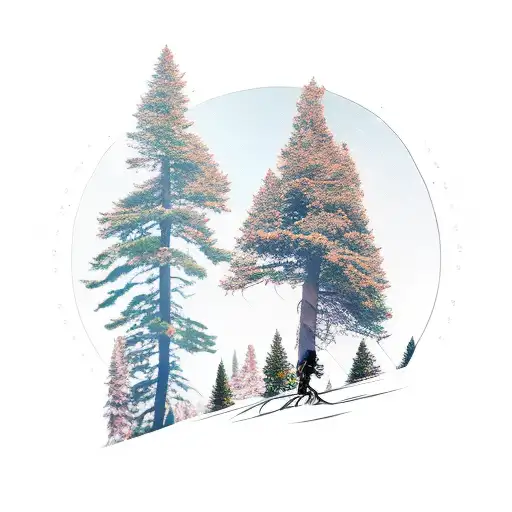 A Mountainbike Crashed Onto The Top Of A Pine Tree