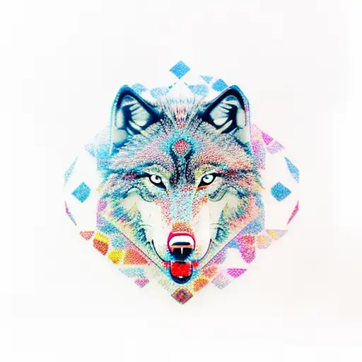 A Fierce Wolf Surrounded By Traditional Turkish Patterns