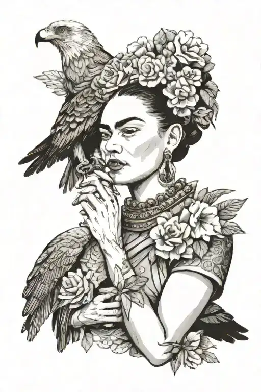 Frida Kahlo With Eagle Holding