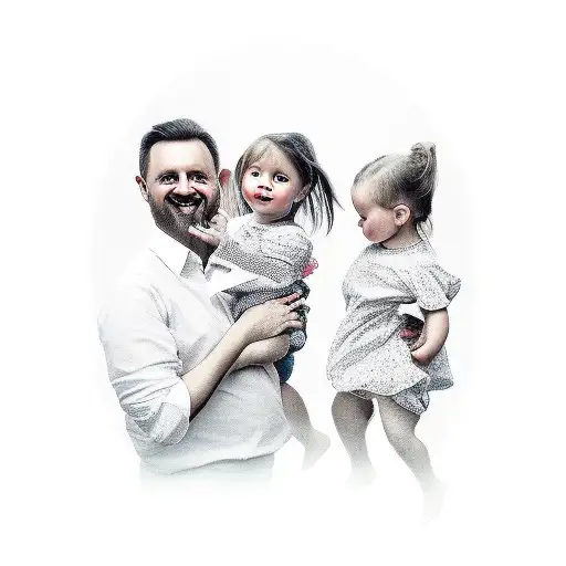 Father With 3 Angels Childs