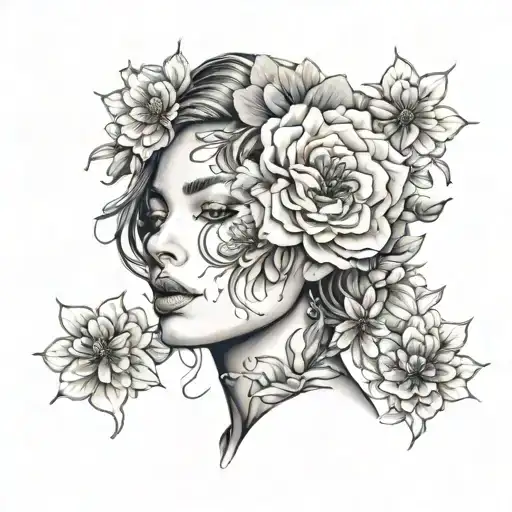 Female Face With Flower