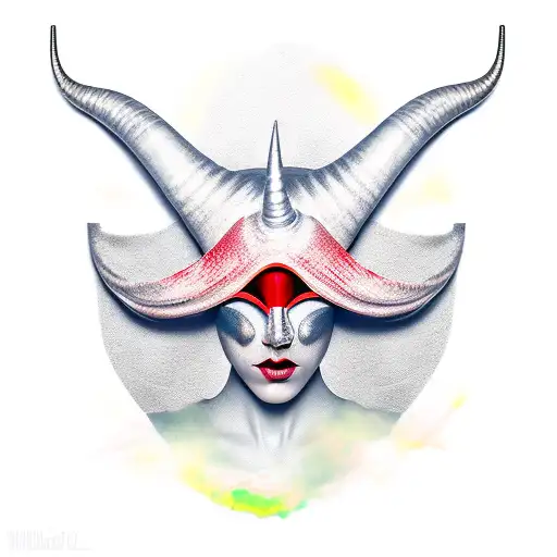 Mask Horn Girl Red Color