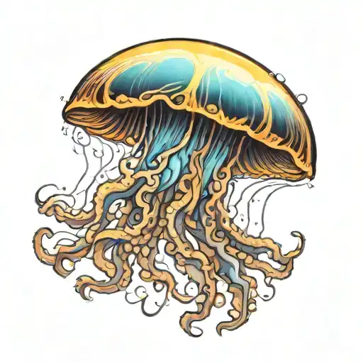 Jellyfish With Sun Rays Shining