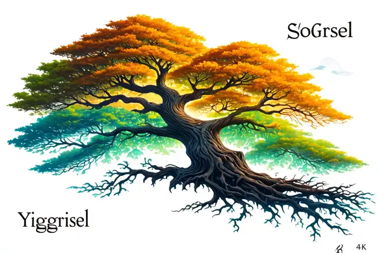 Half Yiggrisel Half Tree Of Life Tree