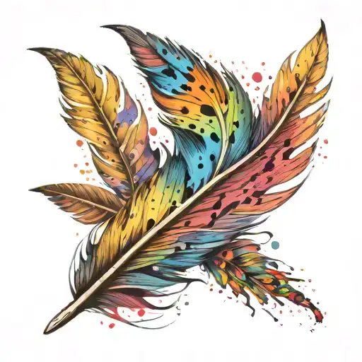 Rainbow Paint Splattered Feather