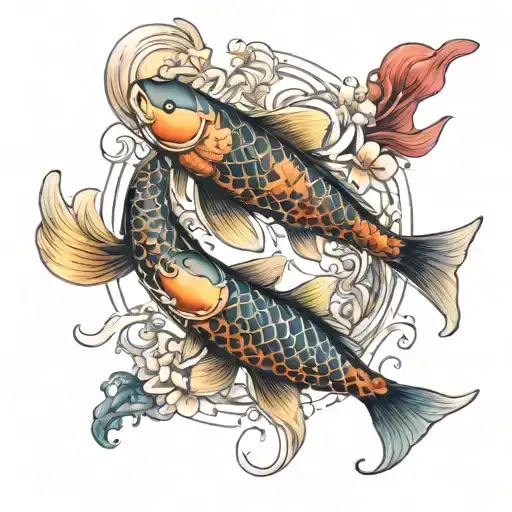 Koi Fish Telling The Story Of Life Intertwined